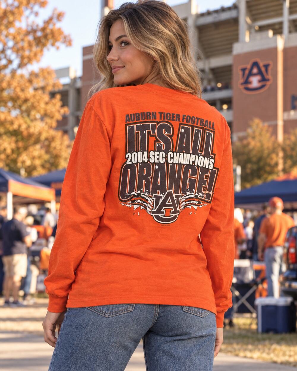 Vintage 2004 Auburn Tigers SEC Champions Hanes Long Sleeve T-Shirt Small